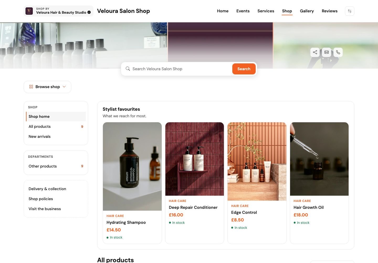 A CHL shop page with products for sale